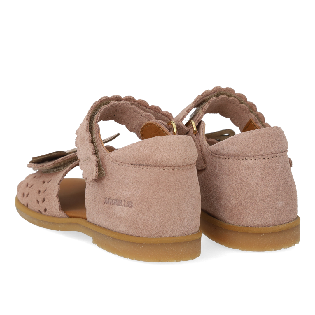 Angulus Sandal med velcro og sommerfugl - Rose/Gold