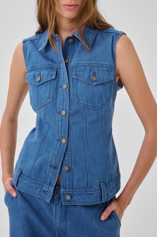 My Essential Wardrobe Saka Shaped Vest - Clear Blue