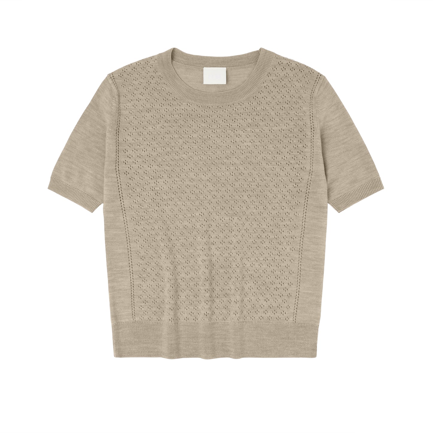 FUB Pointelle Tee Oat Melange