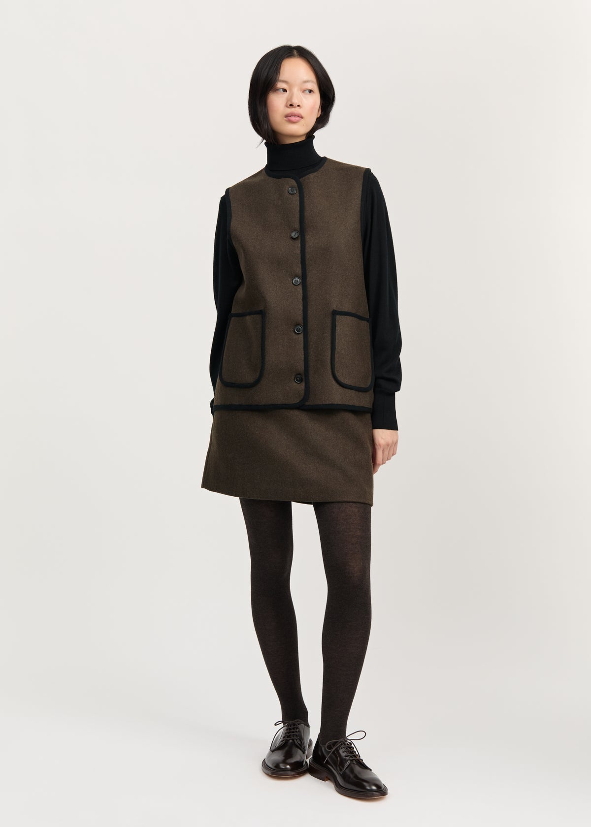 Aiayu Meha Vest Loden - Dark Brown