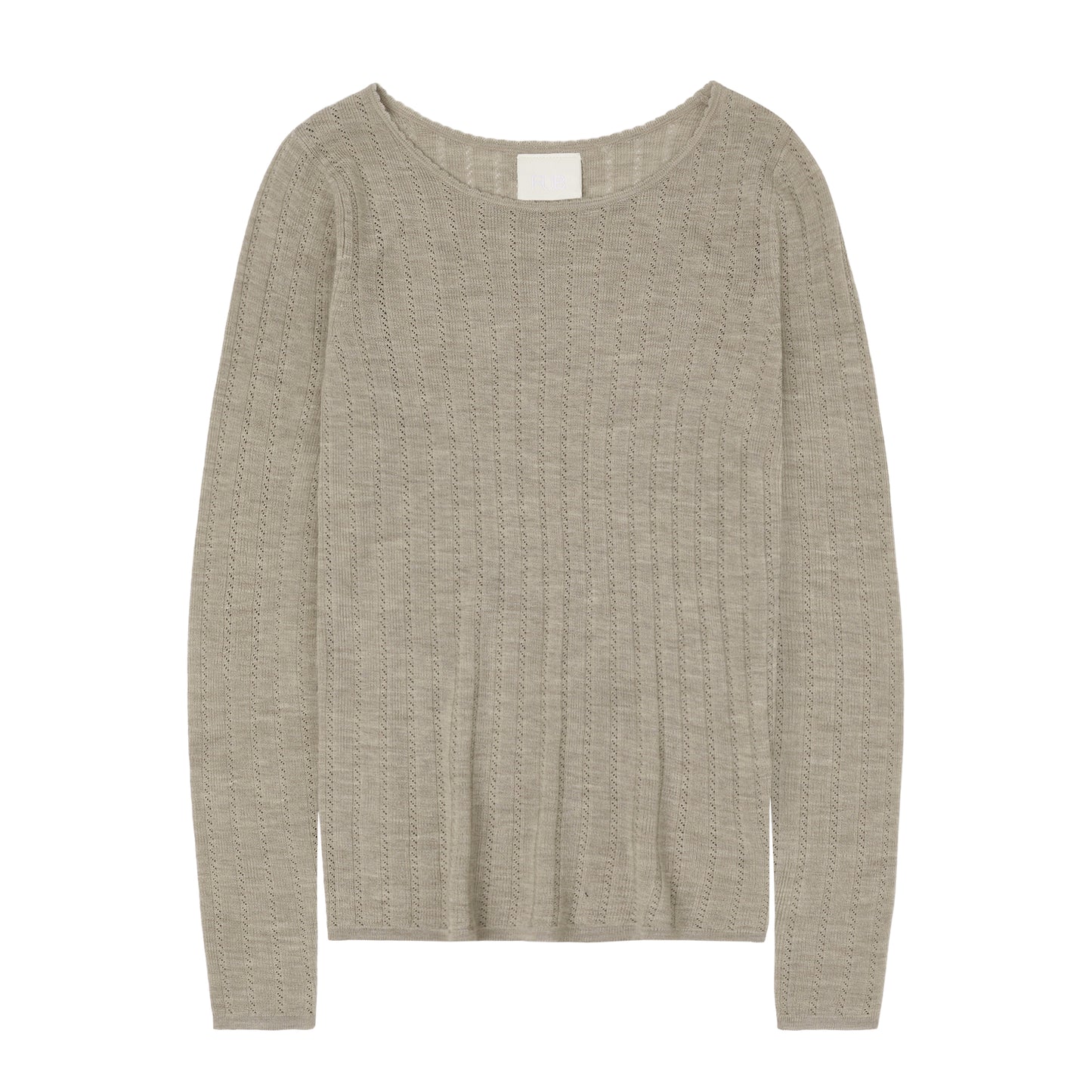 FUB Long Sleeve Pointelle Tee Oat Melange