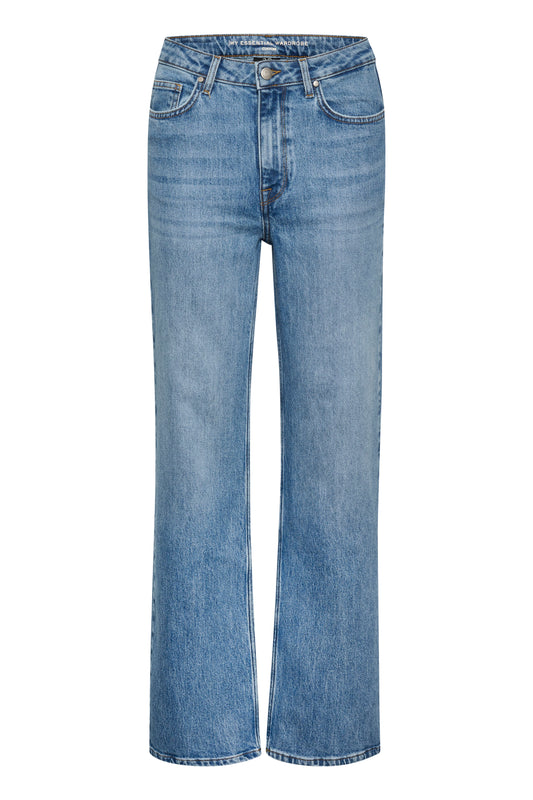 My Essential Wardrobe Louis Pants  Bukser - Medium Blue Retro Wash