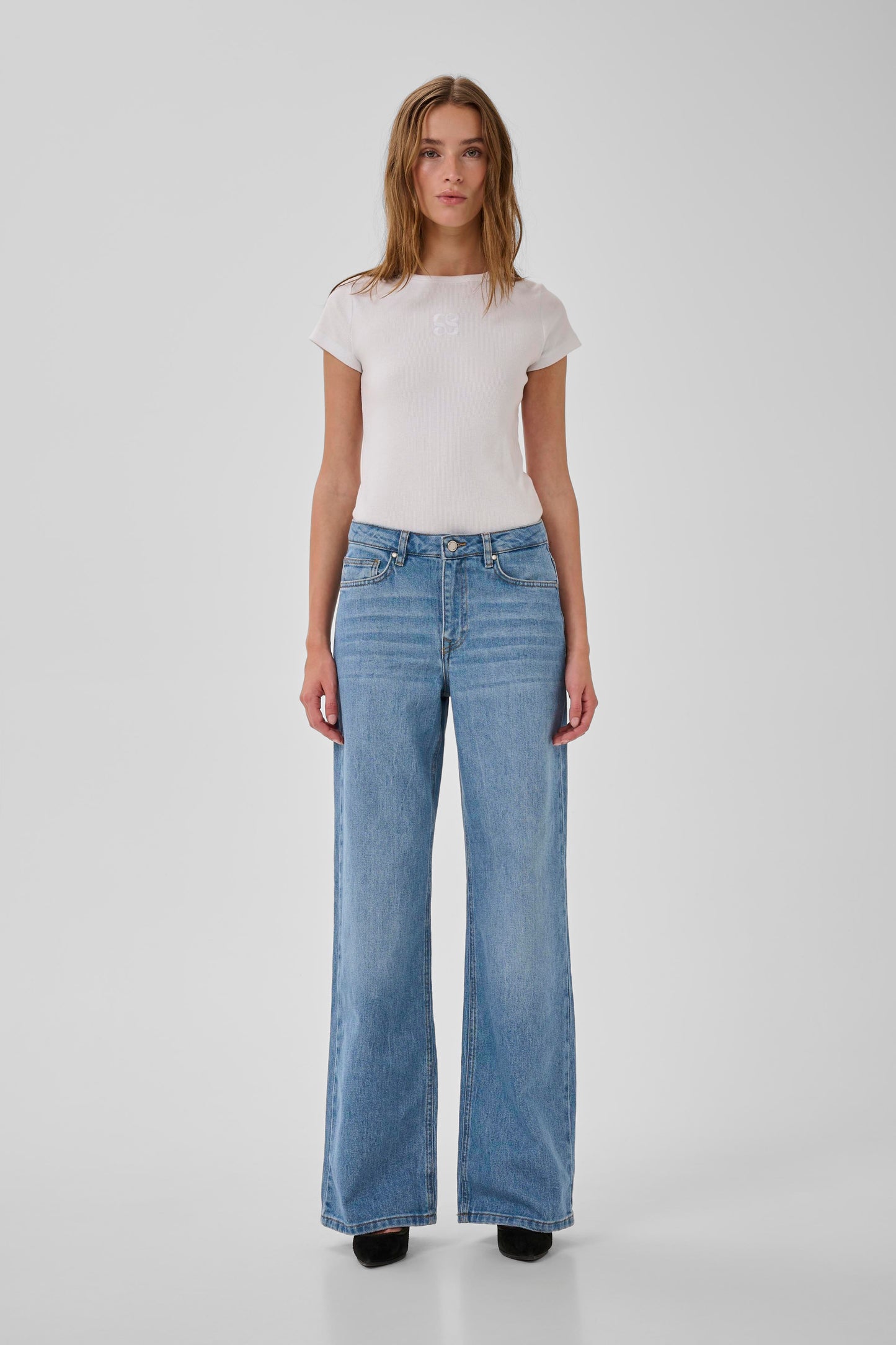 My Essential Wardrobe Louis Pants  Bukser - Medium Blue Retro Wash