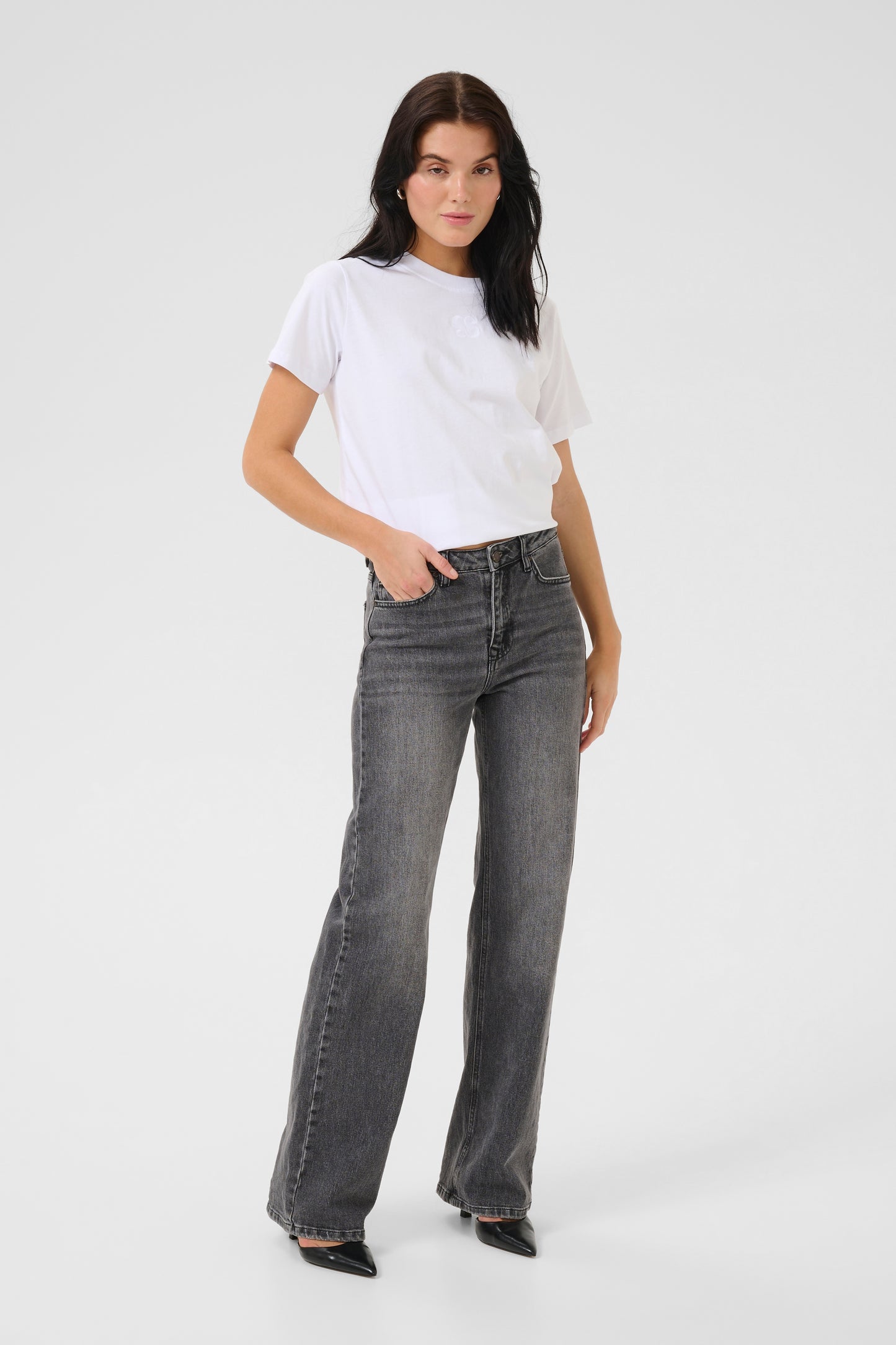 My Essential Wardrobe Louis Pants  Bukser - Dark Grey Retro Wash