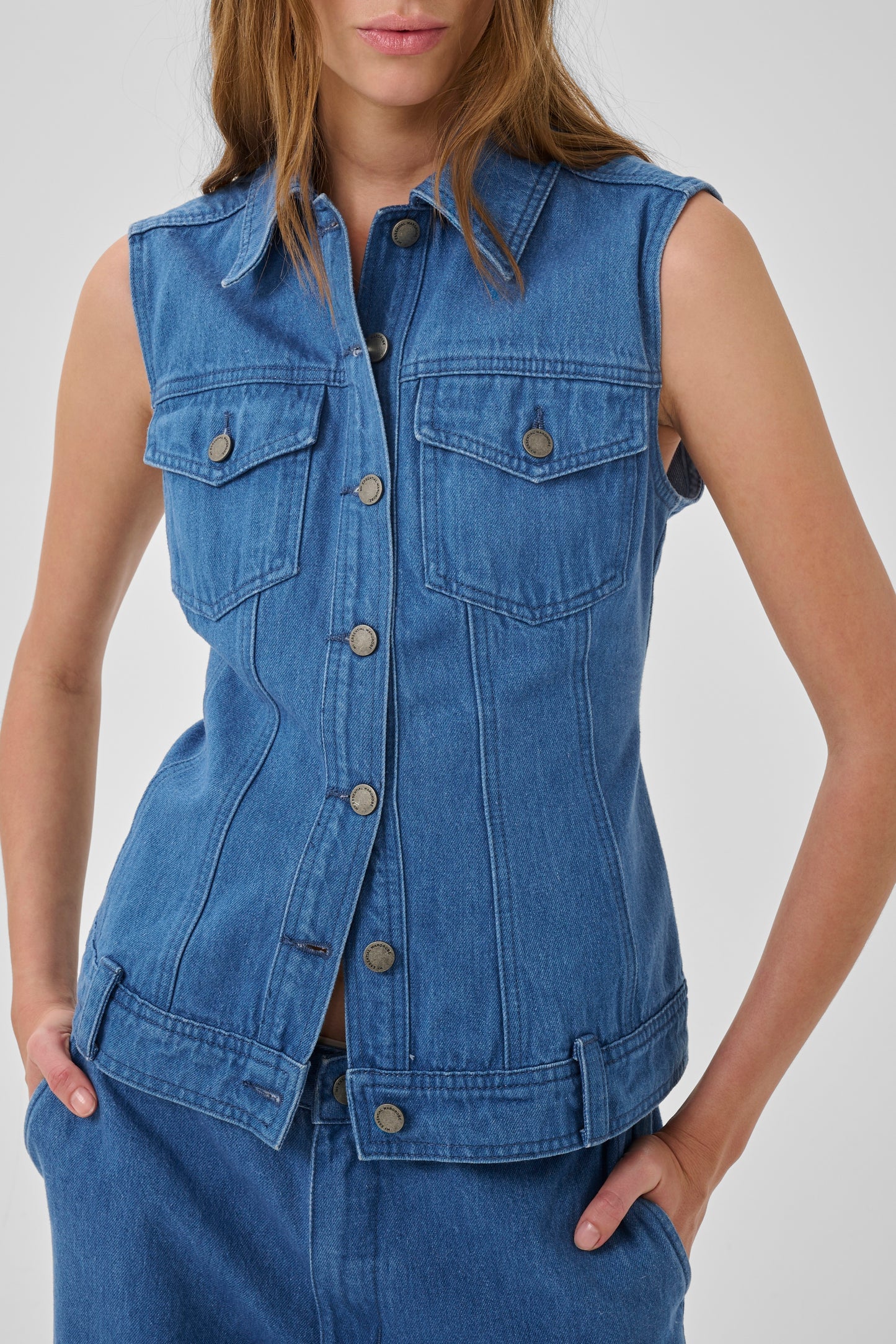 My Essential Wardrobe Saka Shaped Vest - Clear Blue