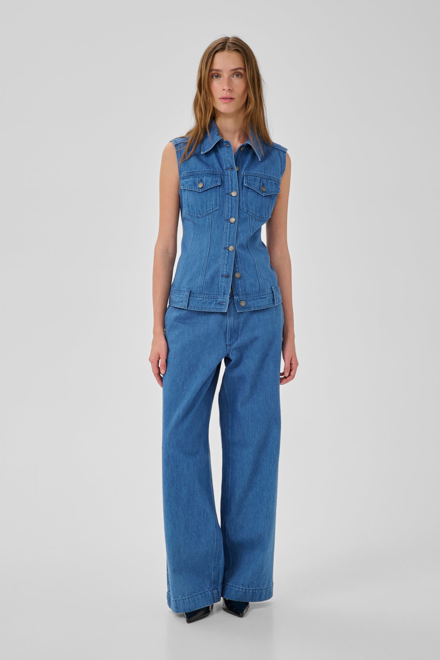 My Essential Wardrobe Saka Shaped Vest - Clear Blue