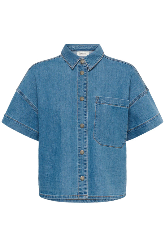 My Essential Wardrobe Linn Boxy Shirt - Medium Blue