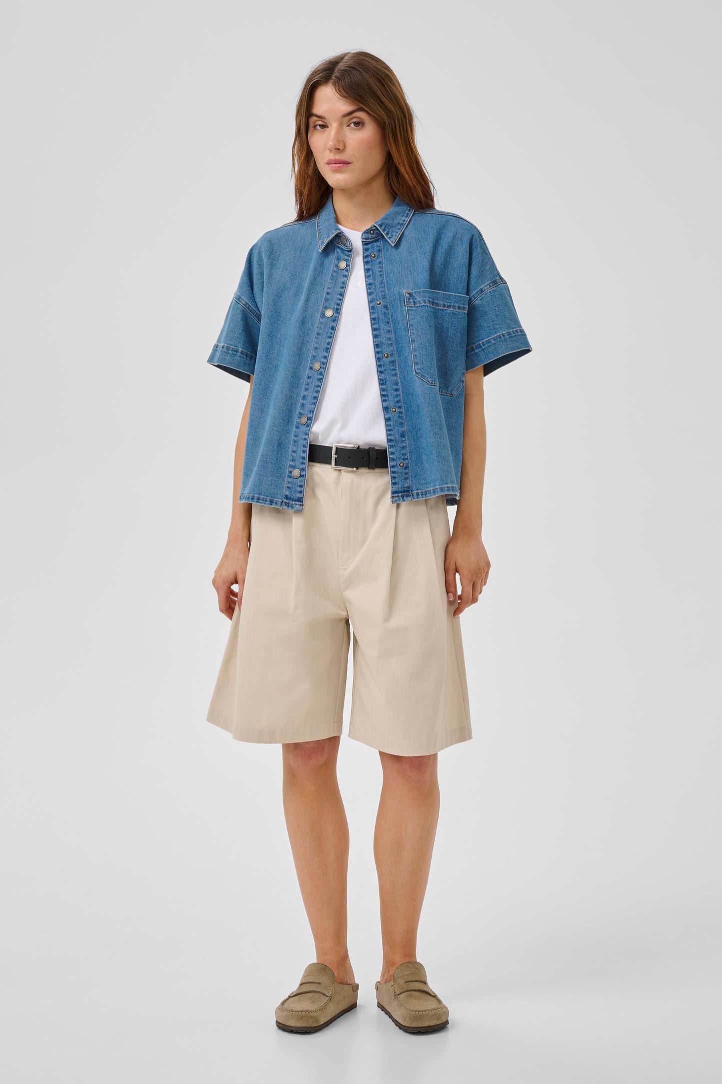 My Essential Wardrobe Linn Boxy Shirt - Medium Blue