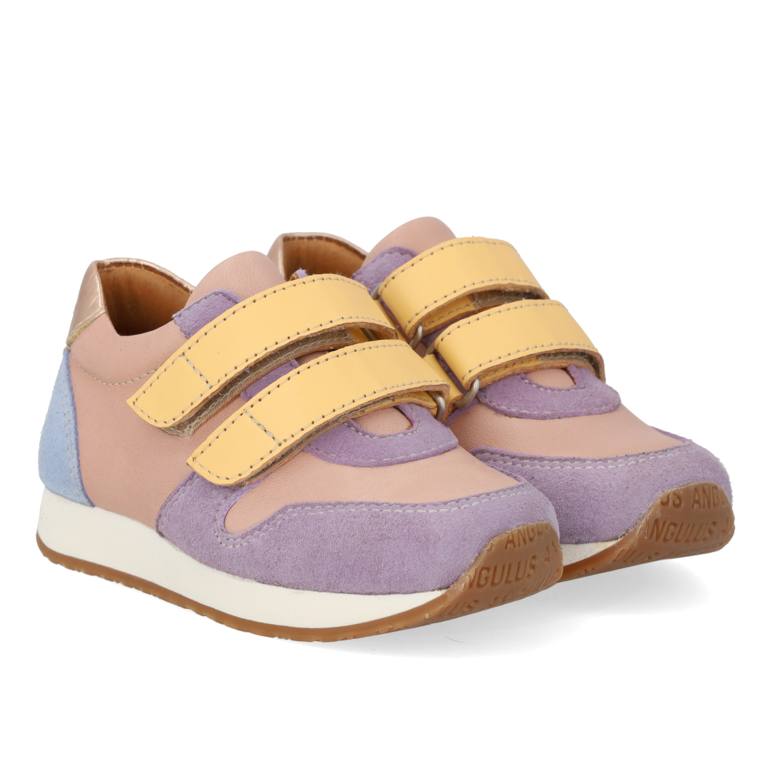 Angulus Sneaker med velcro  - Rose/Blue