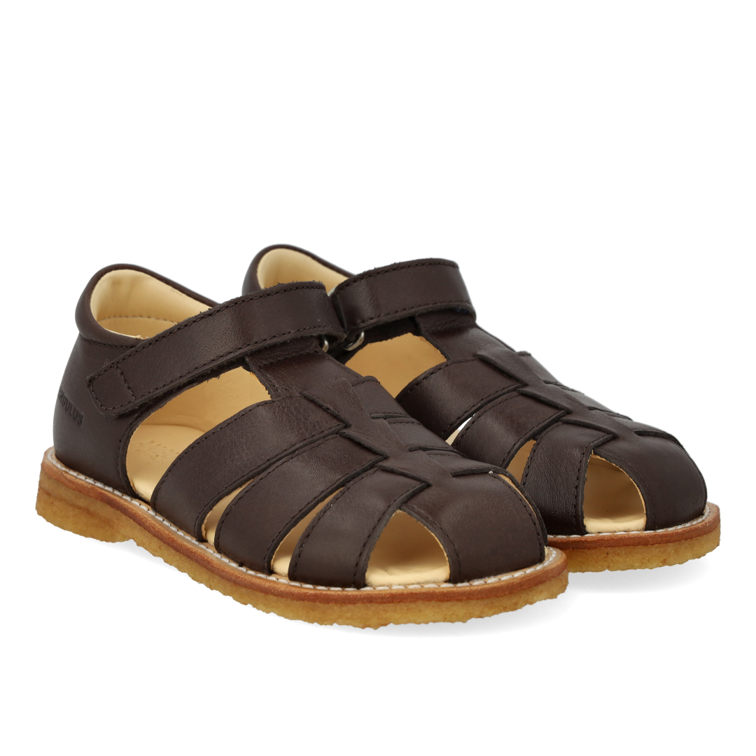 Angulus Sandal med velcro  - Dark Brown