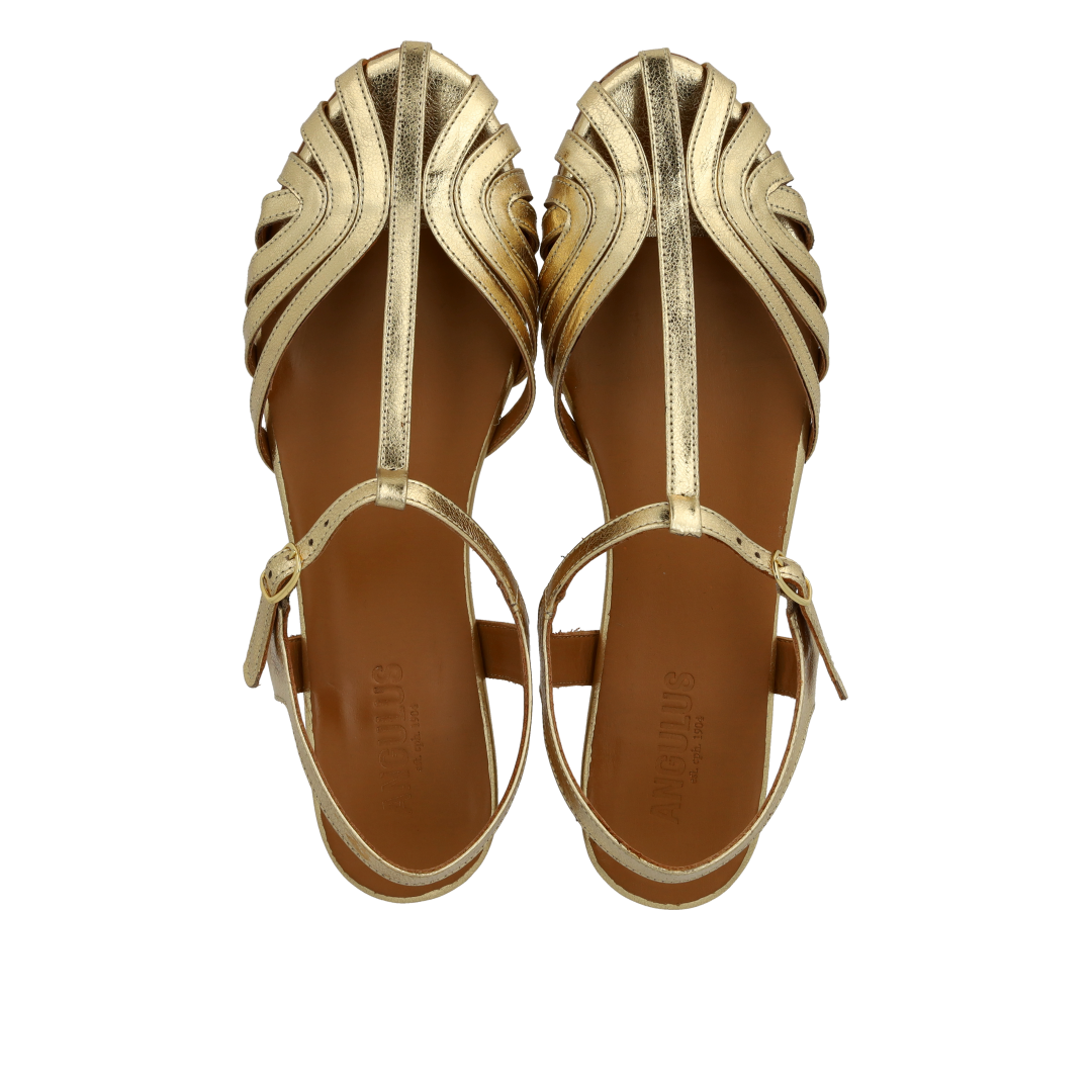 Angulus Flad sandal med frontdetalje Sandal - Gold