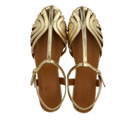 Angulus Flad sandal med frontdetalje Sandal - Gold