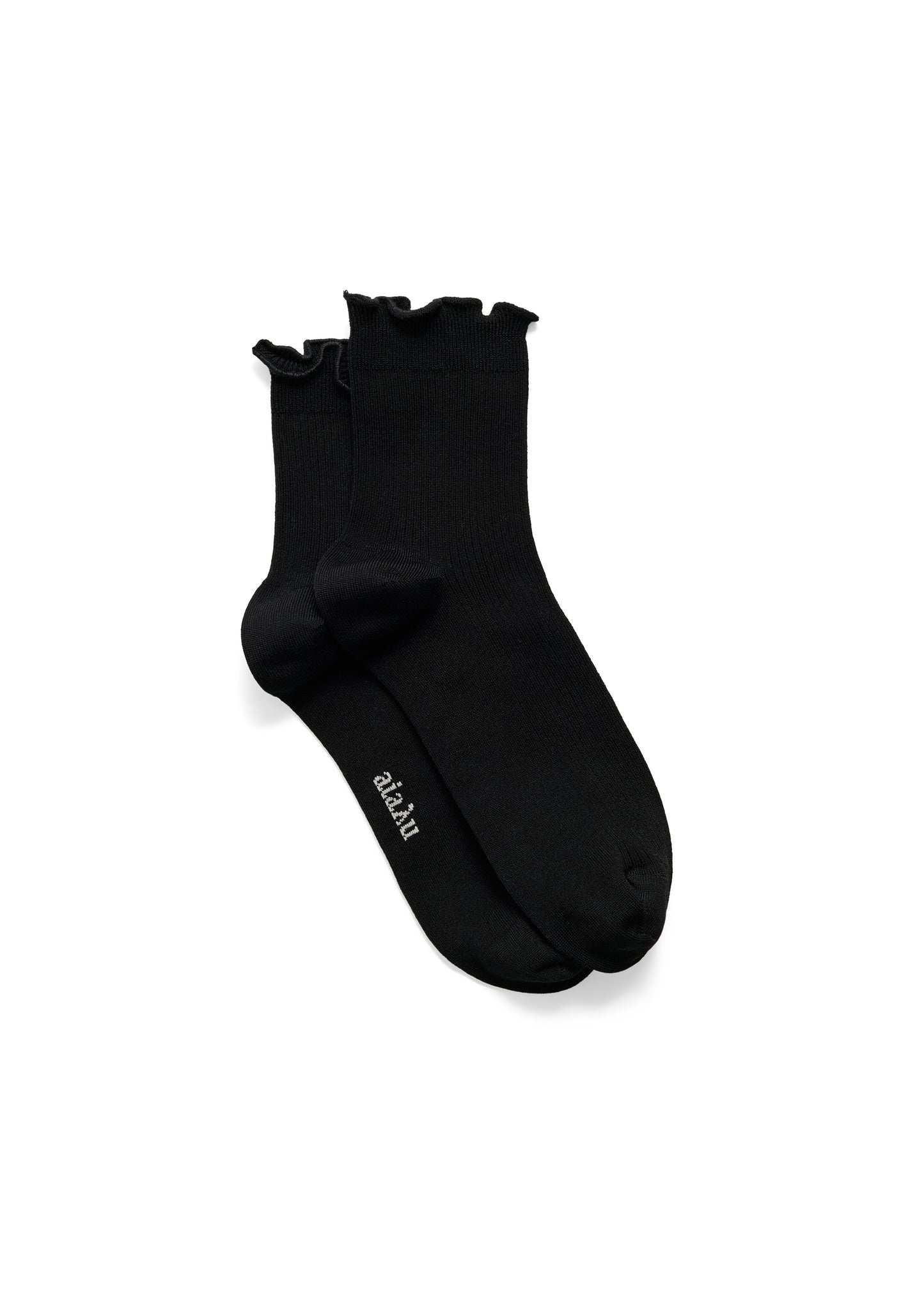 Aiayu Cotton Frill Sock Black