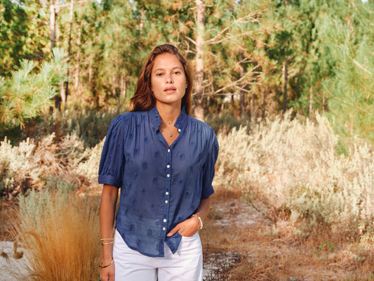 MABE Frani EMB S/S Top Top - Indigo