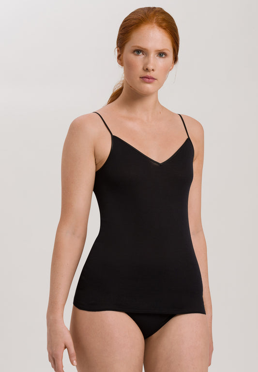 Hanro Cotton Seamless V-neck Black