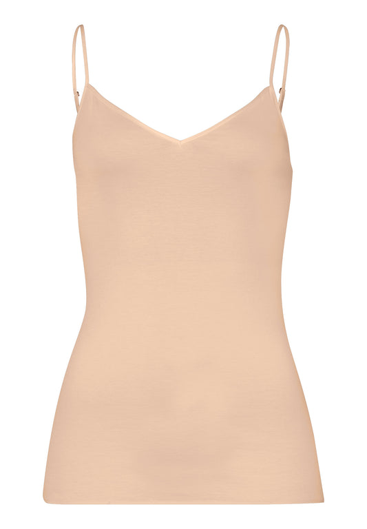 Hanro Cotton Seamless V-neck Beige