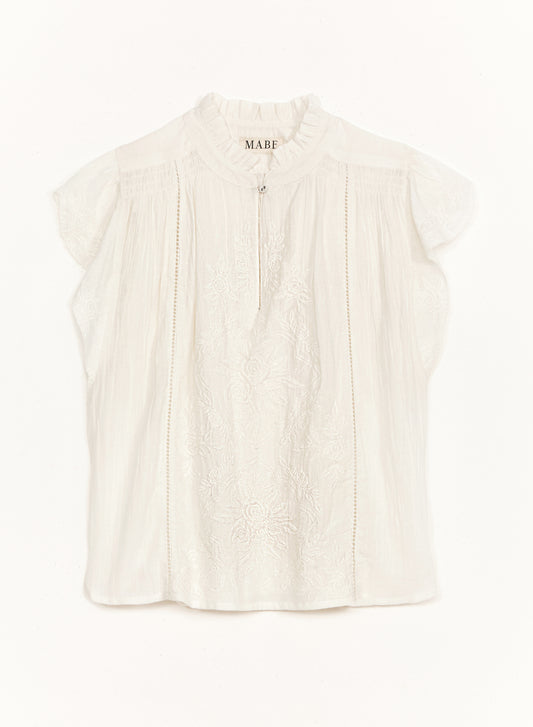 MABE Lilia EMB S/S Top Top - Ecru