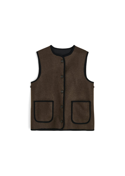 Aiayu Meha Vest Loden - Dark Brown