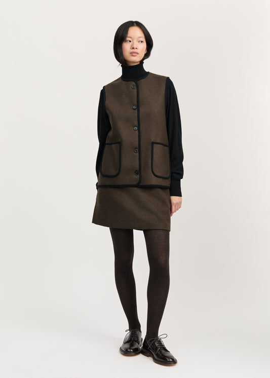 Aiayu Meha Vest Loden - Dark Brown