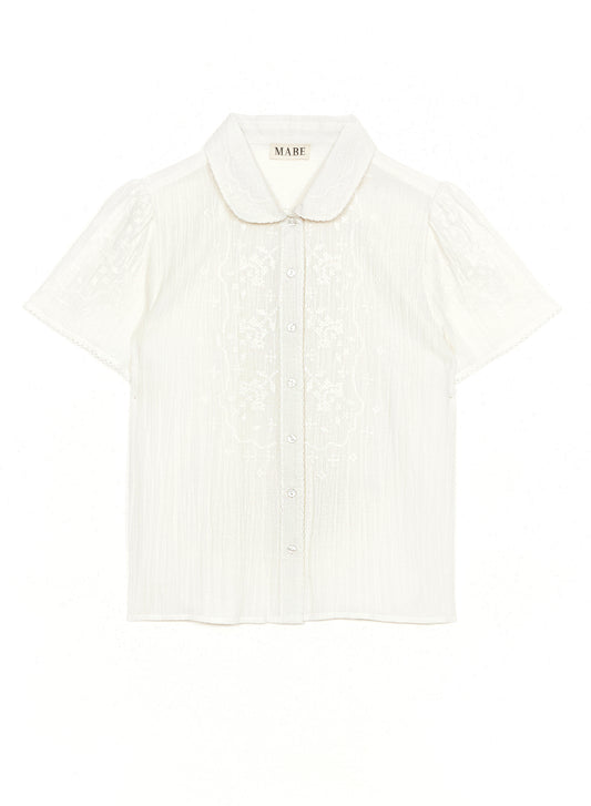 MABE Ruby EMB S/S Top Top - Ecru/White