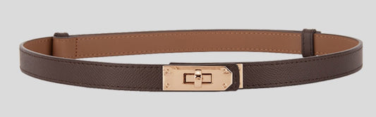 Plissé River Belt Bælter - Dark brown, gold