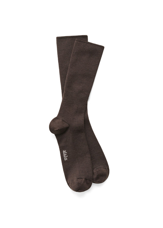 Aiayu Wool Rib Socks Brown